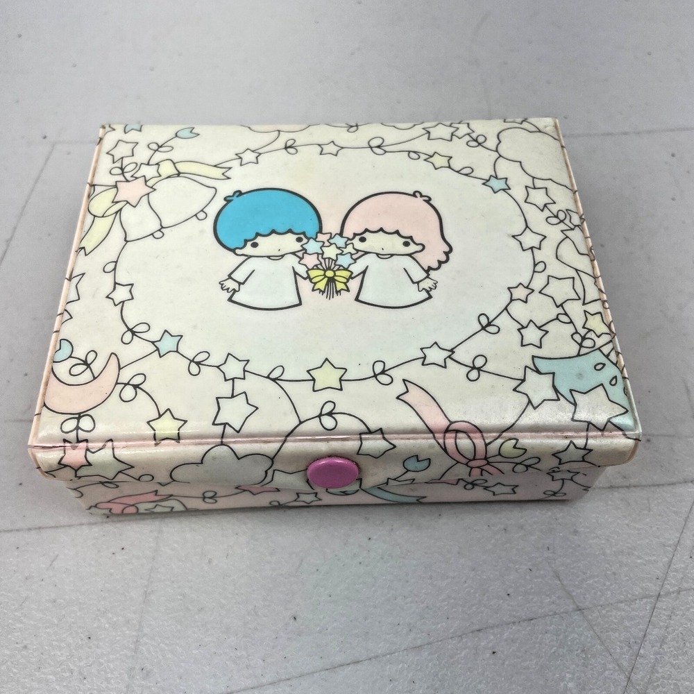 Vintage Sanrio Little Twin Stars Jewelry‎ Box Case Padded Trinket Mirror 1976
